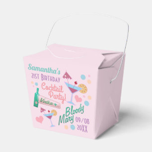 Cute Girly Custom 21st Birthday Cocktails Favour Box