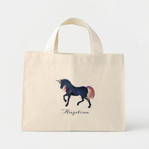  Cute Girly Customised Celestial Navy Blue Unicorn Mini Tote Bag