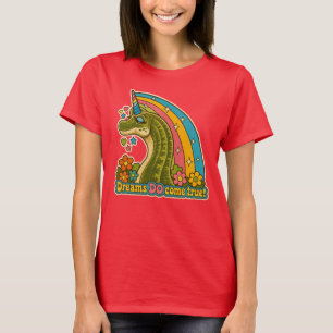 Cute girly dinosaur unicorn rainbow fantasy dreams T-Shirt