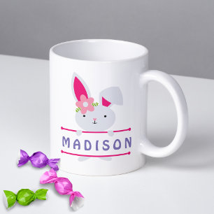 Cute Girly Easter Bunny Personalized Name Coffee Mug