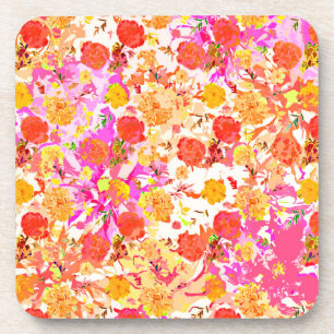 Cute girly flowers pattern coaster
