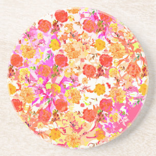 Cute girly flowers pattern coaster