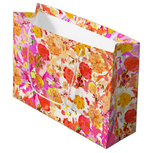 Cute girly flowers pattern large gift bag