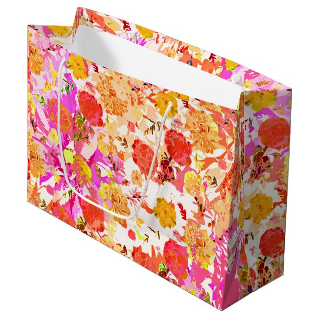 Cute girly flowers pattern large gift bag (Front Angled)
