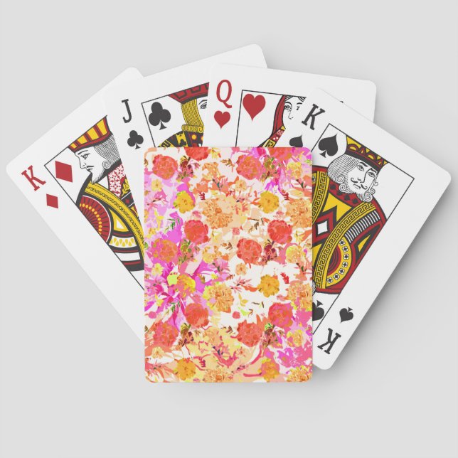 Cute girly flowers pattern playing cards (Back)