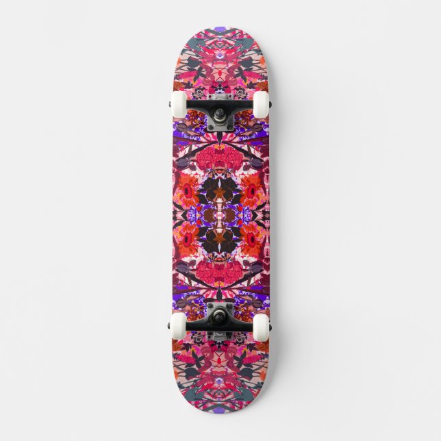 Cute girly flowers pattern skateboard (Front)