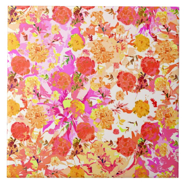 Cute girly flowers pattern tile (Front)