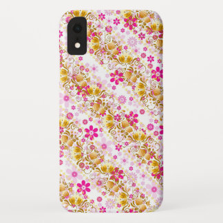 Cute girly flowers stripes pattern Case-Mate iPhone case