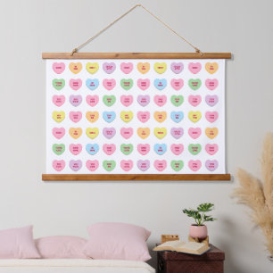 Cute girly fun custom conversation candy hearts hanging tapestry