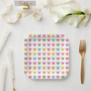 Cute girly fun custom conversation candy hearts paper plate