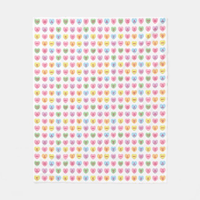 Cute girly fun custom conversation hearts pattern fleece blanket (Front)