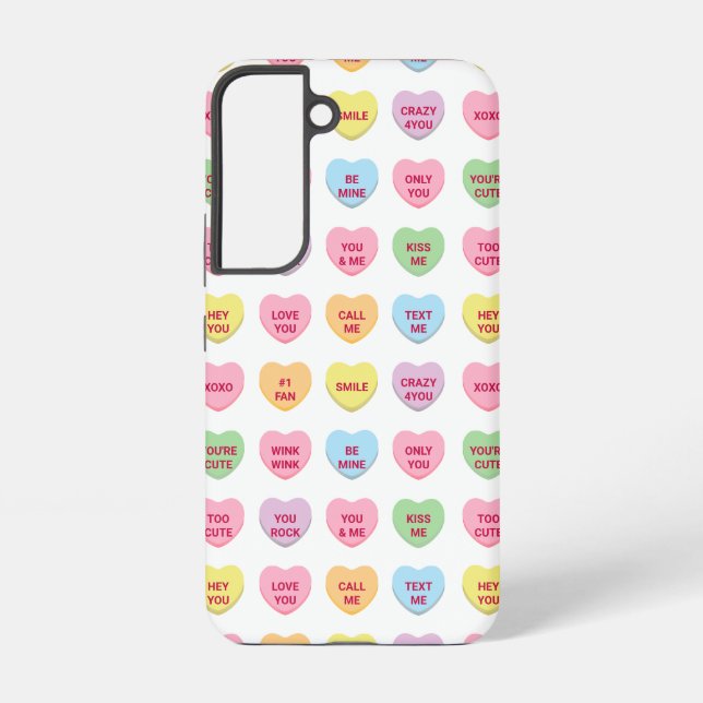 Cute girly fun custom conversation hearts pattern samsung galaxy s22 case (Back)