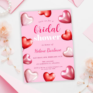 Cute Girly Fun Party Pink Hearts Bridal Shower Invitation