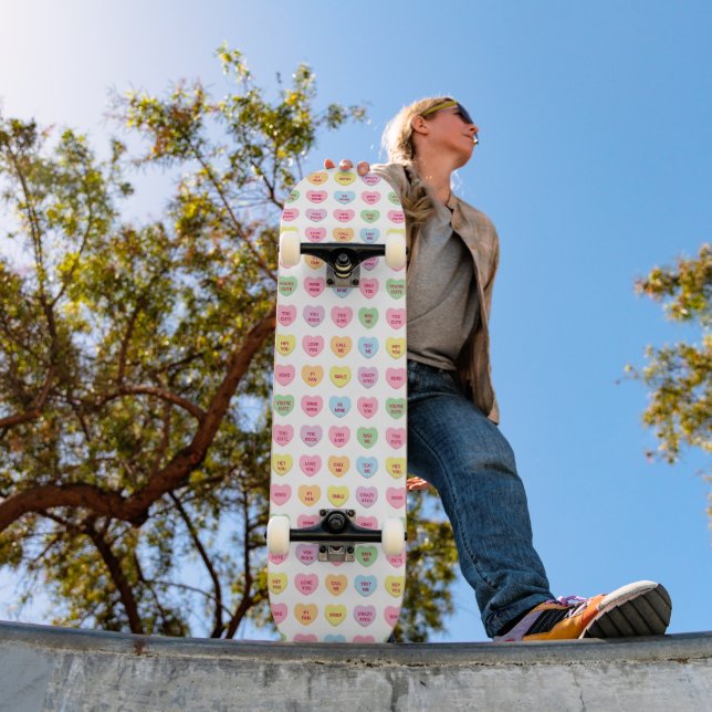 Cute girly funny custom conversation candy hearts skateboard (Outdoor 1)