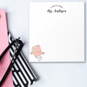 Cute Girly Funny Retro Book Back To School Notepad