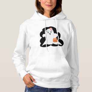 Cute Girly Ghost Halloween Trick or Treat Hoodie