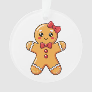 Cute Girly Gingerbread Bow Girls Christmas Xmas Ornament