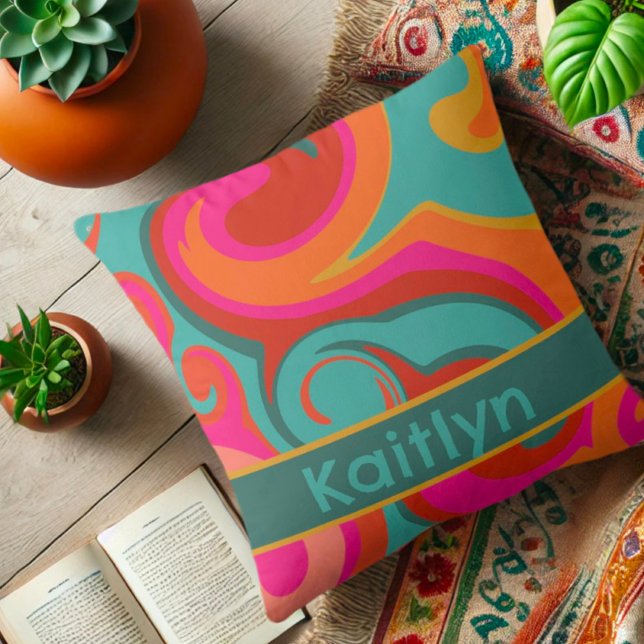 Cute Girly Glam Rainbow Personalised Fun Cushion (Creator Uploaded)