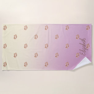 Cute Girly  Glitter Lips ,Ombre  -Personalised Beach Towel