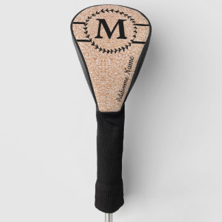 Cute Girly Gold glitter Black monogram chic Golf Head Cover