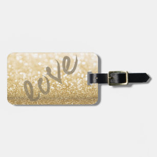 Cute Girly Gold Glittery Bokeh,Love-Personalised Luggage Tag