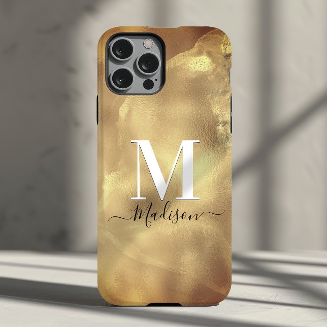 Cute girly gold marble art monogram  Case-Mate iPhone case (Creator Uploaded)