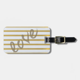 Cute Girly Gold ,Striped,Love-Personalised Luggage Tag