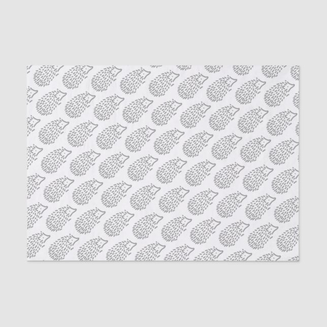 Cute Girly Grey Hedgehog Kids Baby Girl Pattern  Tissue Paper (Front)