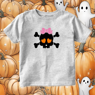 Cute Girly Hair Bow Skull Toddler T-shirt