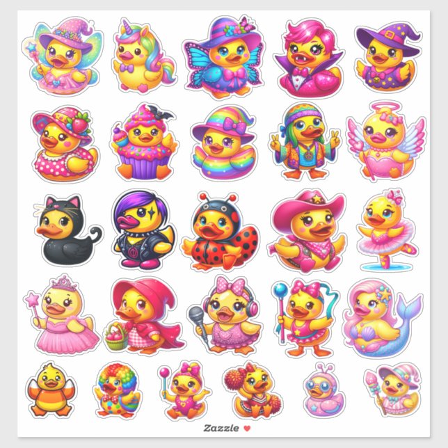 Cute Girly Halloween Costume Rubber Duck Stickers (Sheet)