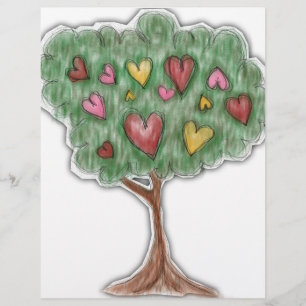 Cute Girly Heart Tree Illustration Flyer