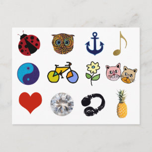 cute girly illustration postcard
