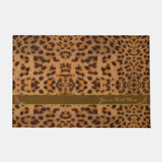 Cute Girly Jaguar Pattern Animal Print & Stiletto Doormat (Front)
