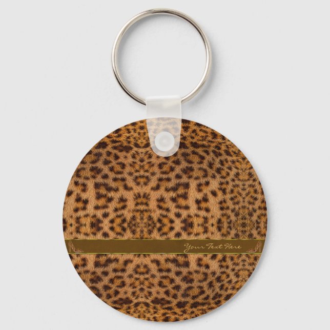 Cute Girly Jaguar Pattern Animal Print & Stiletto Key Ring (Front)