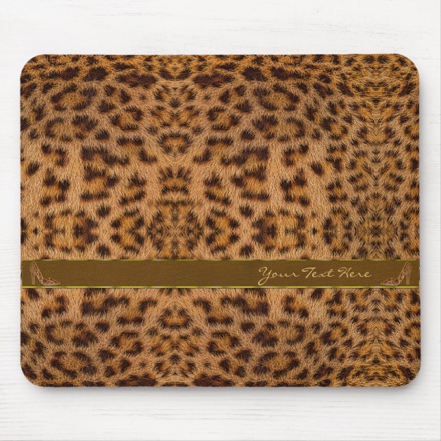 Cute Girly Jaguar Pattern Animal Print & Stiletto Mouse Pad (Front)