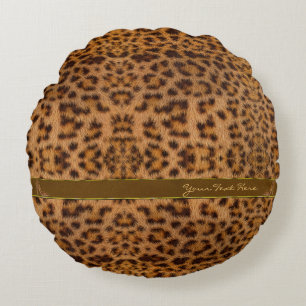 Cute Girly Jaguar Pattern Animal Print & Stiletto Round Cushion