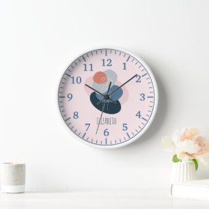 Cute Girly Kids Boho Holding Flower Art Wall Clock