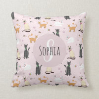 Cute Girly Kitty Cat Pattern Monogram Name Kids
