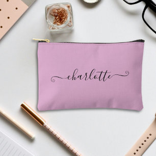 Cute Girly Minimalist Custom Name Lavender Accessory Pouch