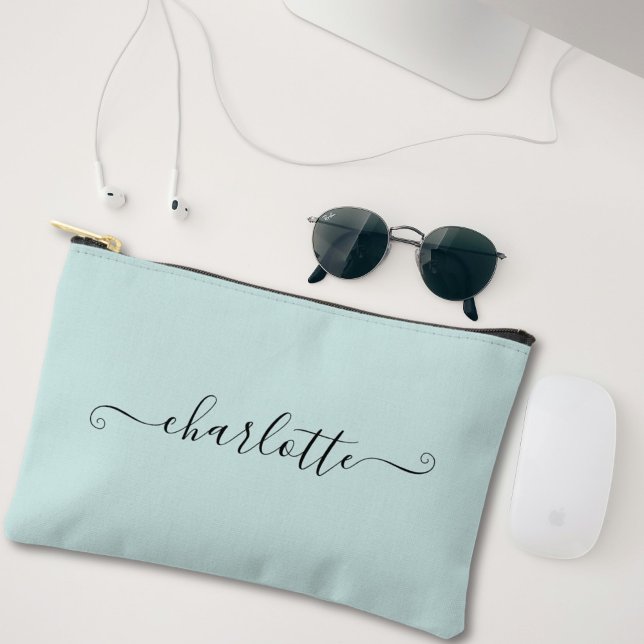 Cute Girly Minimalist Custom Name | Light Blue Accessory Pouch (Creator Uploaded)