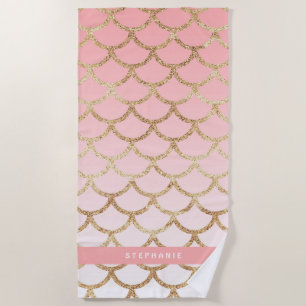 CUTE GIRLY MODERN OMBRE MERMAID BEACH TOWEL