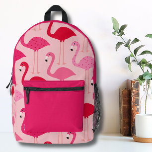 Cute Girly Modern Summer Pink Flamingo Pattern Printed Backpack