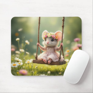 Cute Girly Mouse On a Swing Pad