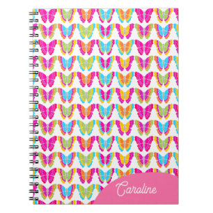 Cute Girly Multicolor Rainbow Butterflies Name Notebook