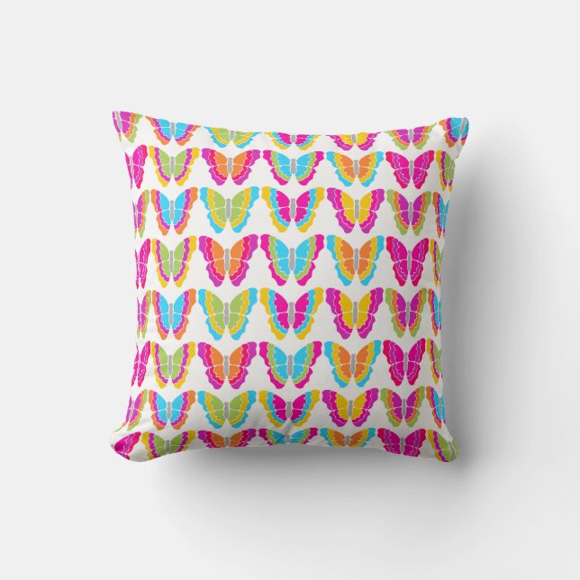 Cute Girly Multicolor Rainbow Butterfly Pattern  Cushion (Front)