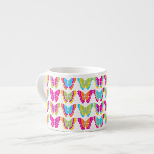 Cute Girly Multicolor Rainbow Butterfly Pattern  Espresso Cup