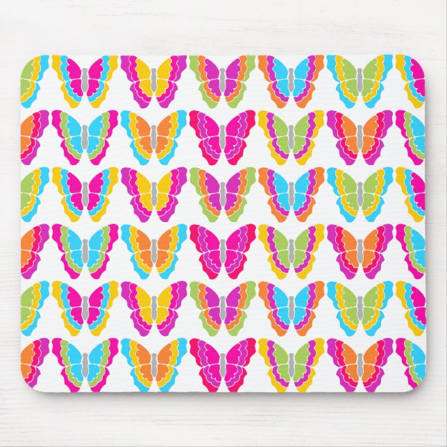 Cute Girly Multicolor Rainbow Butterfly Pattern  Mouse Pad (Front)