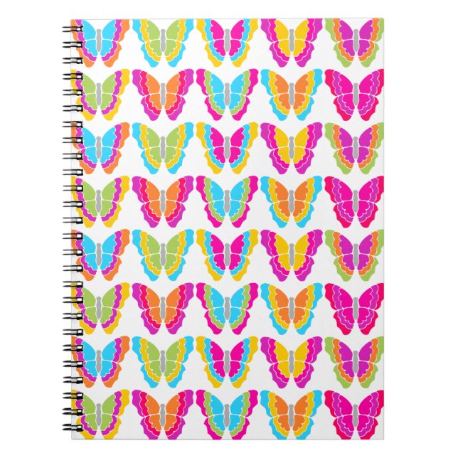 Cute Girly Multicolor Rainbow Butterfly Pattern  Notebook (Front)