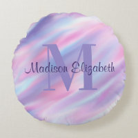 Cute Girly Name & Monogram Pink Purple & Blue