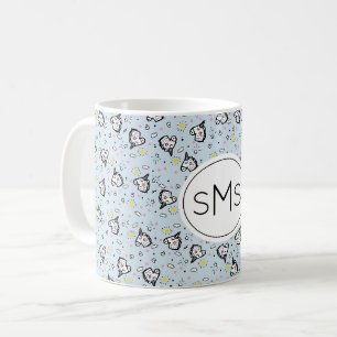 Cute Girly Pastel Blue Unicorn Pattern Monogram Coffee Mug